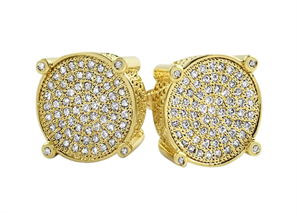 Gold Plated Micro Pave Hip Hop Earrings